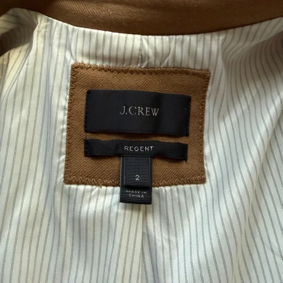 J Crew Women’s Camel Brown Stand Collar Regent Wool Blazer Jacket - Size 2 - Picture 5 of 9